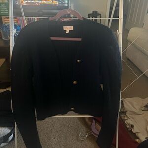 Pink Lily Black Cardigan with Gold Buttons